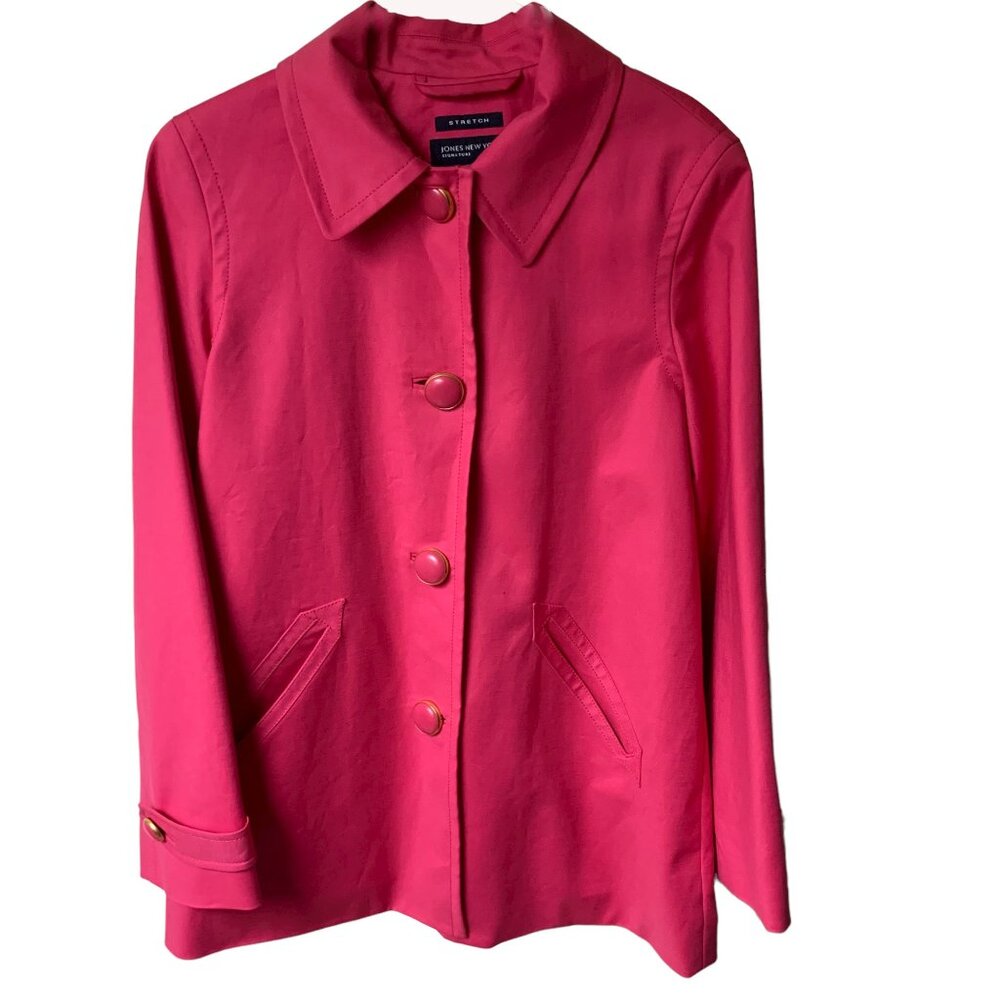 JONES NEW YORK Signature Pink Big Buttons Duster‎ Swing Jacket